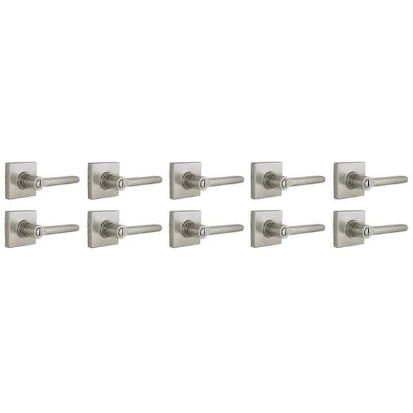 Tonebridge Satin Nickel Bed/Bath Door Lever with Square Rose 10-Pack