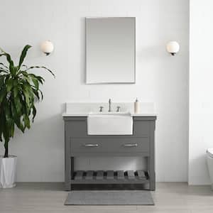 Wesley 42 in. W x 22 in. D Bath Vanity in Gray with Engineered Stone Vanity Top in Ariston White with White Sink