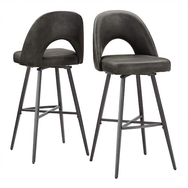 HomeSullivan 42.5 In. H Dark Grey Metal Swivel Bar Height Stools (Set ...