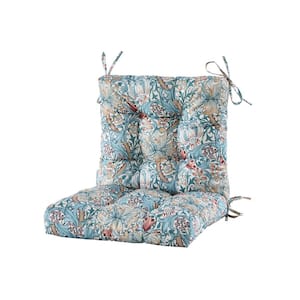 Outdoor Cushions Dinning Chair Cushions with back Wicker Tufted Pillow for Patio Furniture in Blue Floral