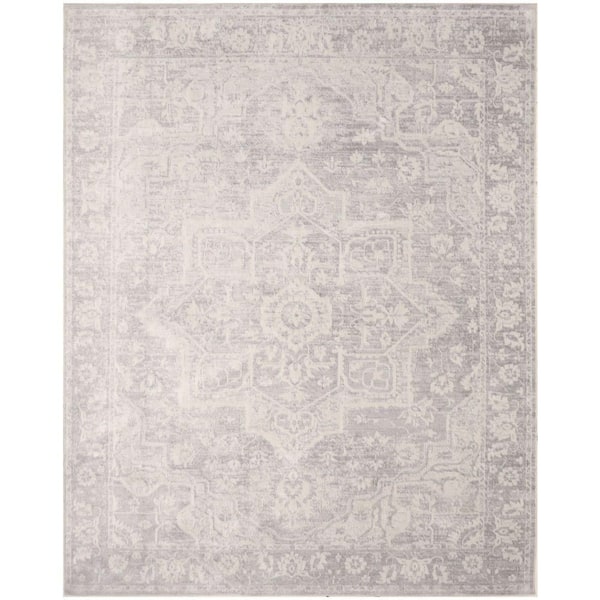Astra Machine Washable Grey 9 ft. x 12 ft. Distressed Traditional Area Rug