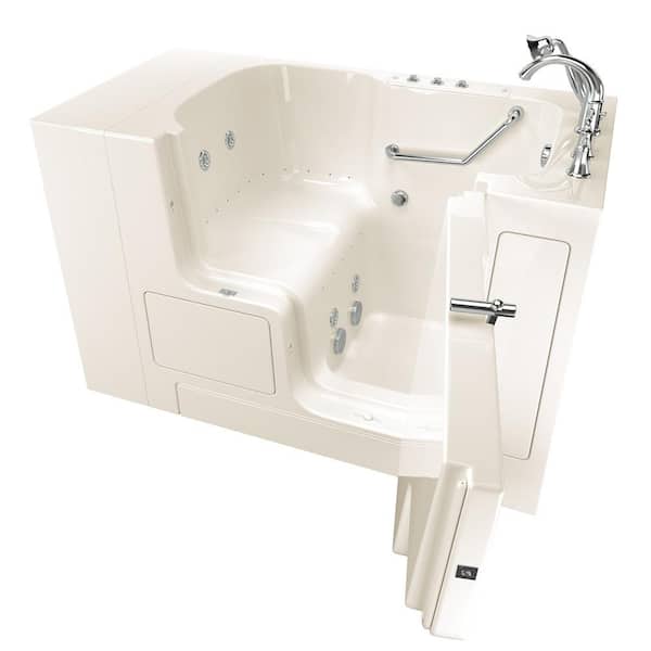 American Standard Gelcoat Value Series 52 in. x 32 in. Right Hand Walk-In Whirlpool and Air Bathtub with Outward Opening Door in Linen