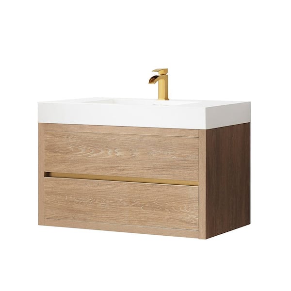 Palencia 36 in. W x 20 in. D x 23.6 in. H Bath Vanity in North American Oak with White Integral Composite Stone Top