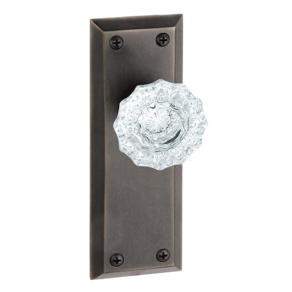 Grandeur Fifth Avenue Timeless Bronze Plate with Privacy Versailles Crystal Knob