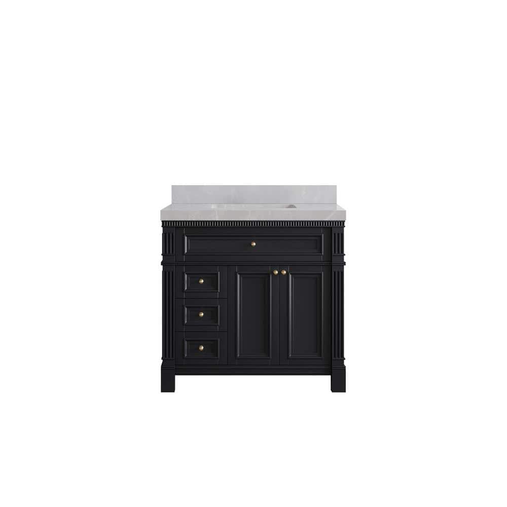 Paris 36 in. W x 22 in. D x 36 in. H Single Sink Bath Vanity Center in Black with 2 in. Pearl Gray qt. Top price history on PriceWatchPro