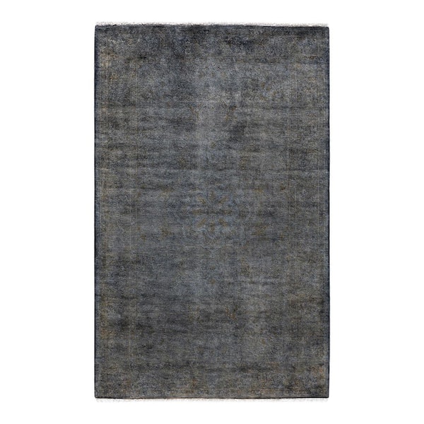 Overdyed Gray 3 ft. x 5 ft. Solid Wool Indoor Area Rug