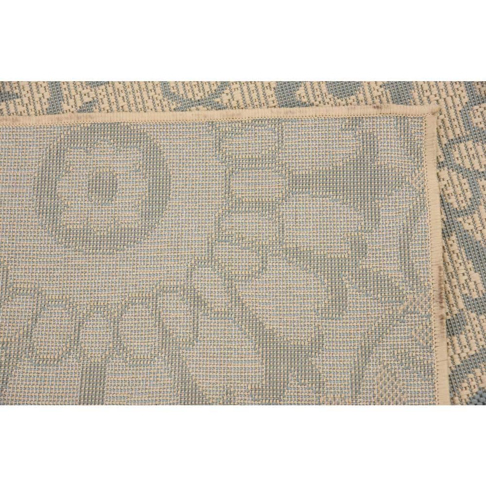 Light Blue Rectangular Synthetic Outdoor Washable Rug 9' x 12'