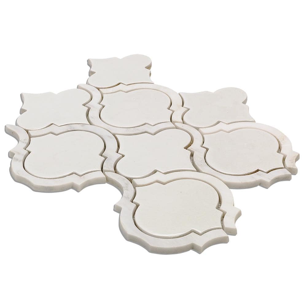 Glacier White Arabesque Ceramic Mosaic Tile Sheet