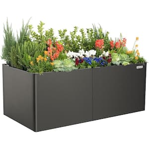 32" Extra Tall Modern Raised Garden Bed 42" x 83" Heavy Metal Planter Box for Plants Flowers Double-Walled Steel Planter