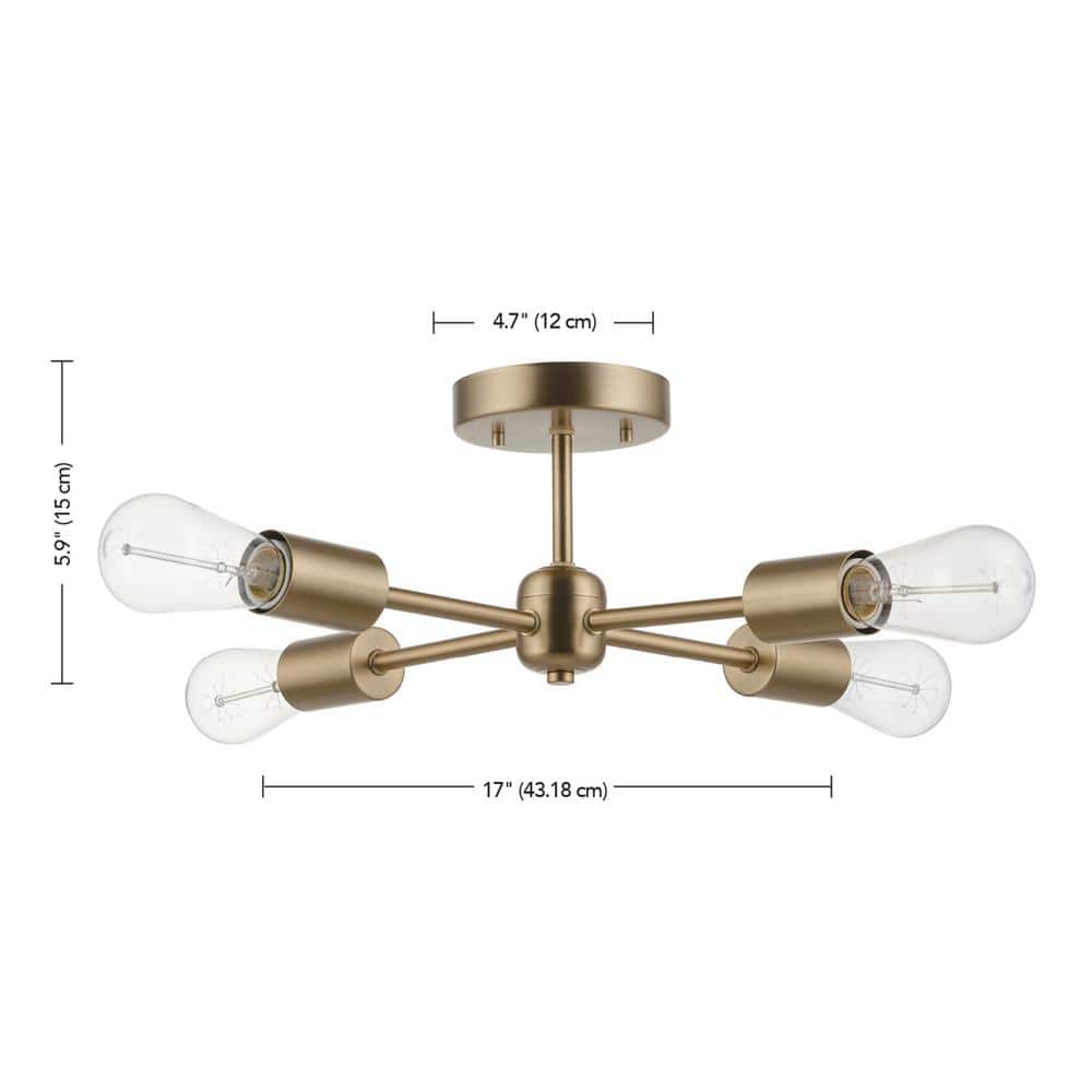Matte Brass 17" Modern Globe Sputnik Ceiling Light