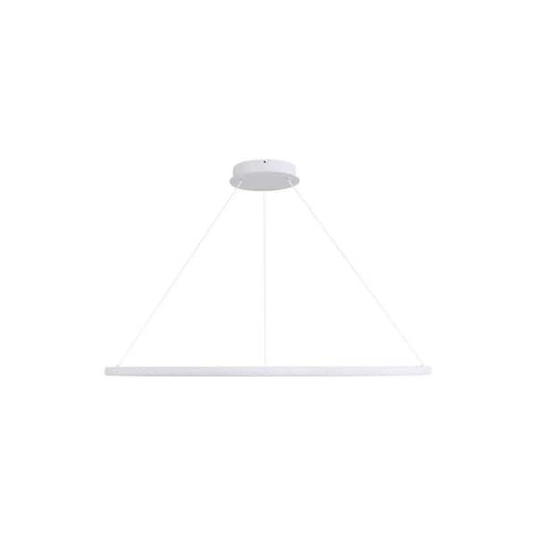 Veritas 1-Light Dimmable Integrated LED Sand White Chandelier for Bedroom, Dining, Foyer, Hall, Kitchen, Living