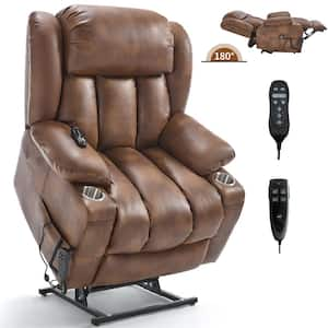 Gray Fabric Electric Power Lift Massage Recliner Chair with Remote Control, 2 Side Pockets and Cup Holders