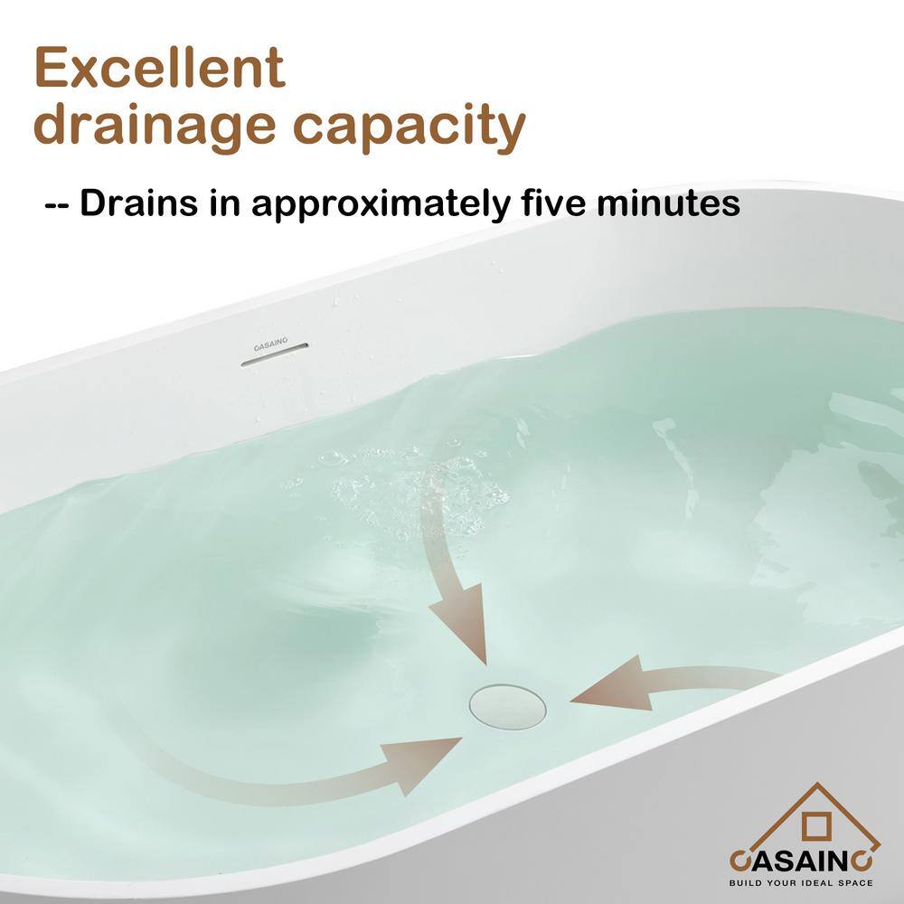 67'' White Stone Resin Freestanding Soaking Bathtub