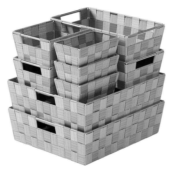 Afoxsos Closet Organization And Storage Baskets for Bathroom, Laundry or Use As Baskets for Organizing Set of 9, Dark Grey