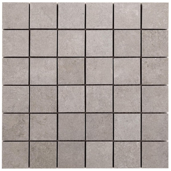 Ivy Hill Tile Urbane Pearl Gray 4 in. x 0.35 in. Matte Porcelain Mosaic Floor and Wall Tile Sample
