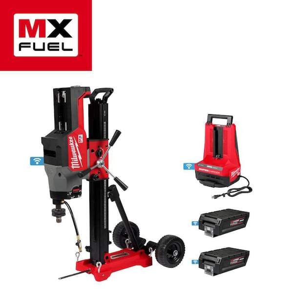 Milwaukee MX FUEL Lithium-Ion Core Drill Rig Kit with (2) FORGE HD12.0 Batteries and (1) MX FUEL Super Charger and Stand