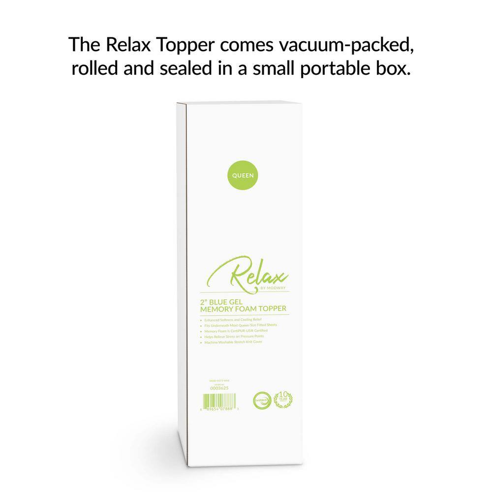 Modway Relax 2" Queen Gel Memory Foam Mattress Topper