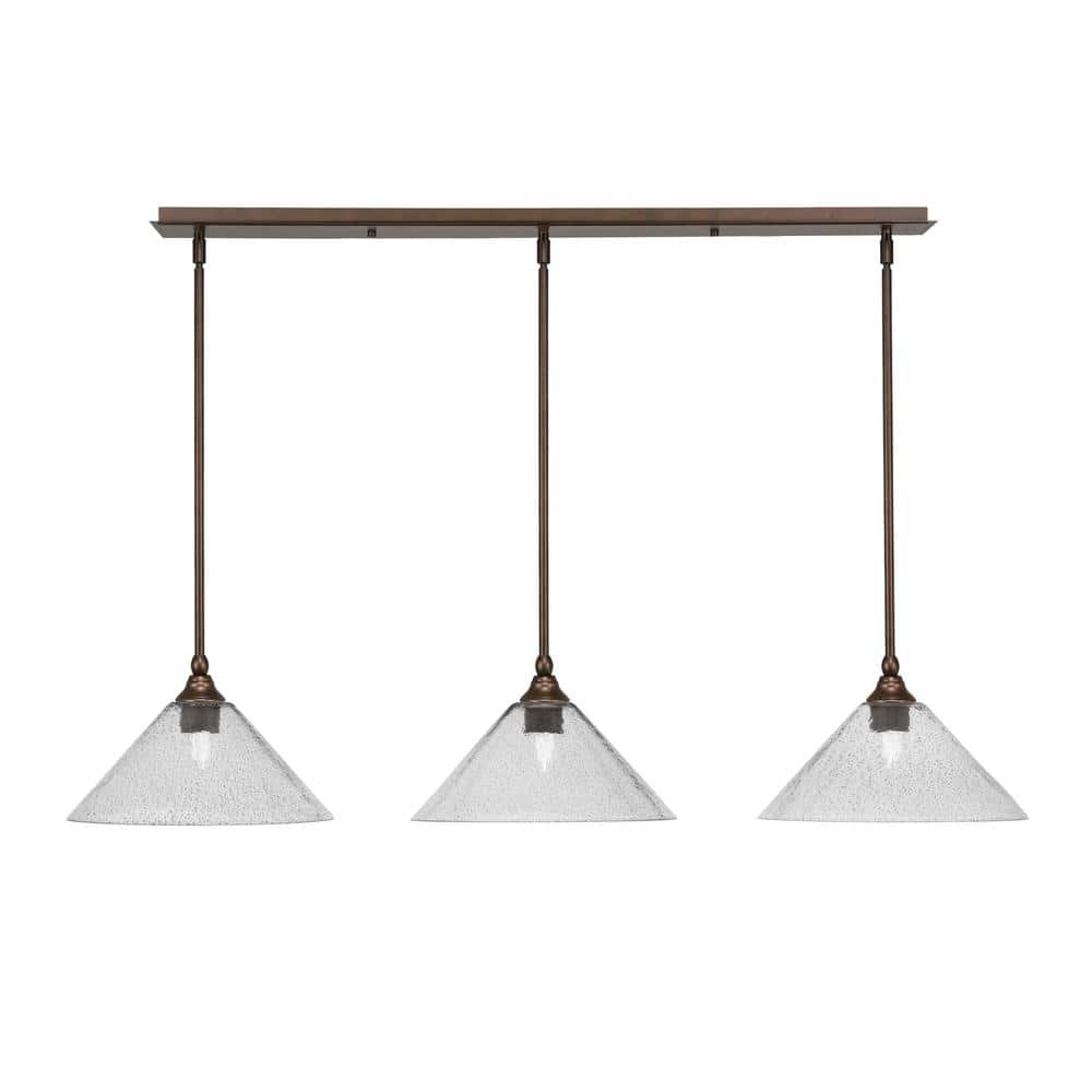 Livingston 100-Watt 3-Light Bronze Shaded Pendant Light with 12 in. Smoke B
