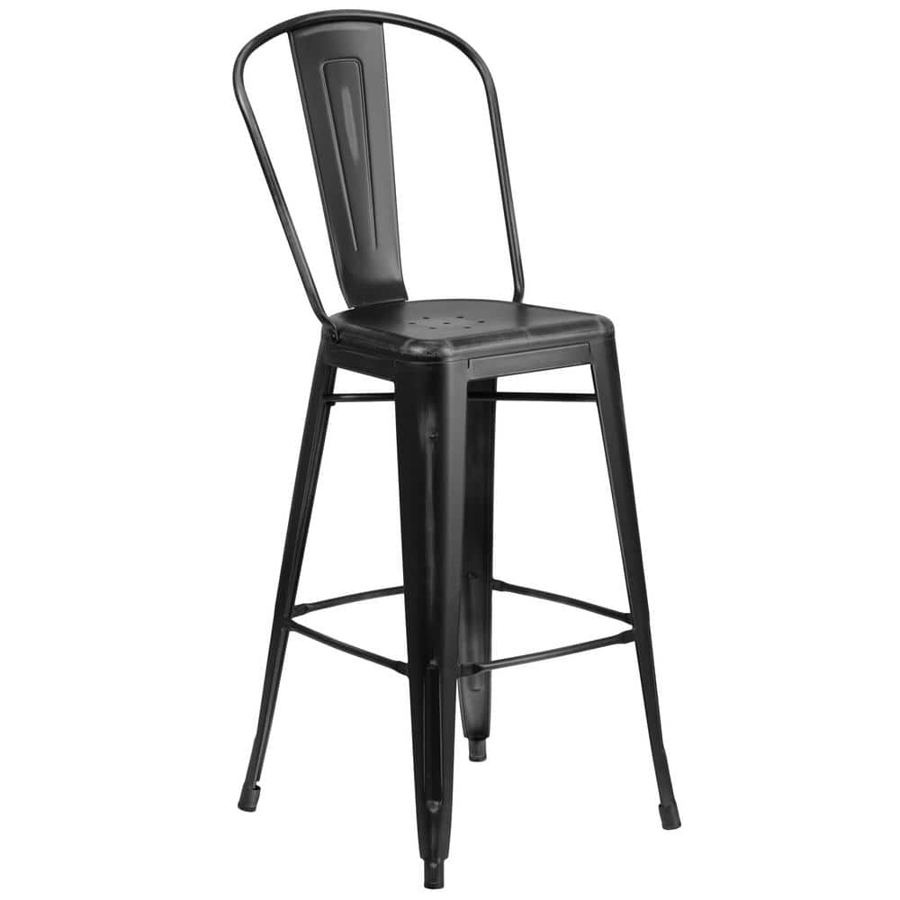 distressed black bar stools