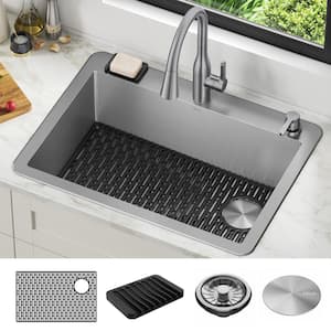 Marca 30 in. Drop-in/Undermount Single Bowl 18 Gauge Stainless Steel Kitchen Sink with Accessories