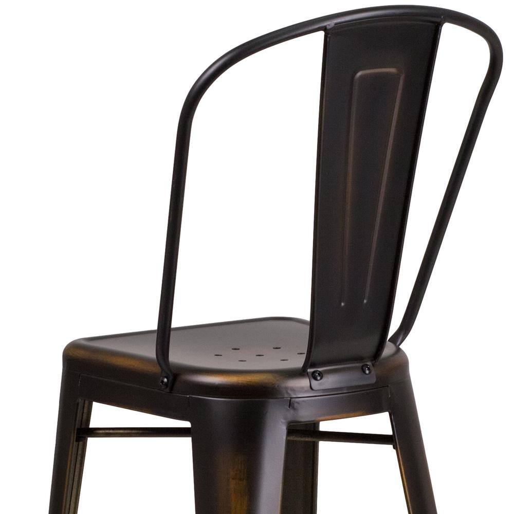 Distressed Copper Metal 30" Bar Stool with Slat Back