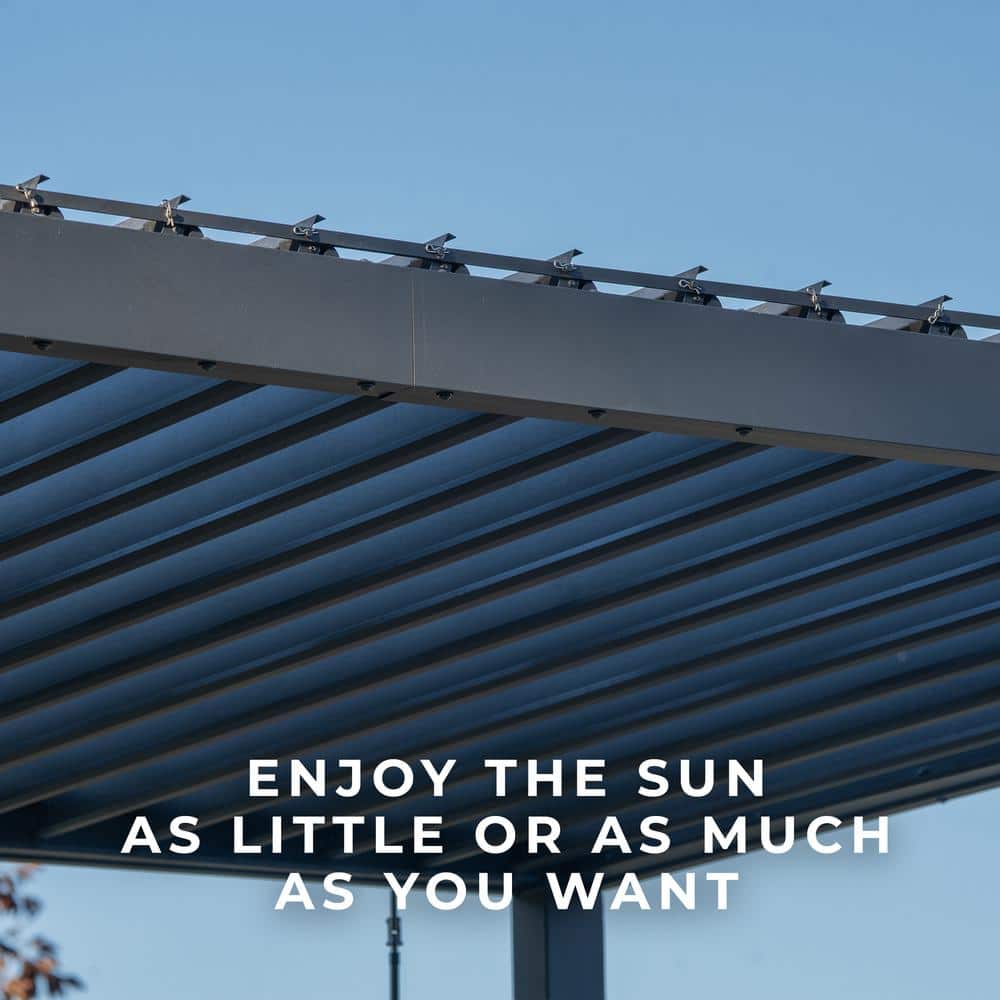 Sarasota Black Steel Louvered Pergola with Canopy