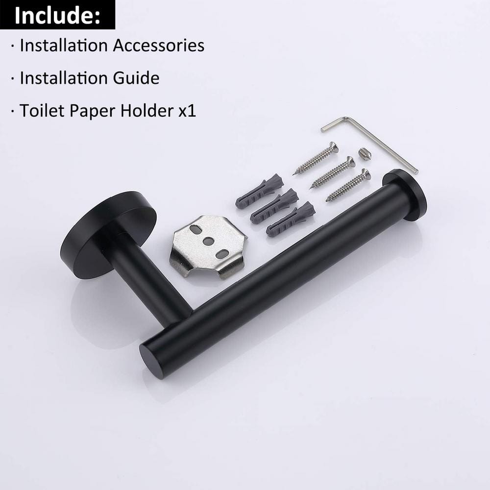 Matte Black Stainless Steel Wall-Mounted Toilet Paper Holder