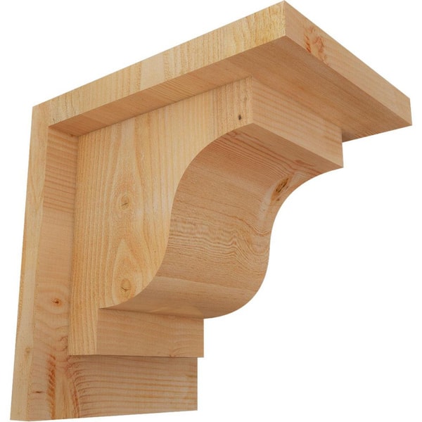 Ekena Millwork 6 in. x 8 in. x 8 in. Newport Rough Sawn Douglas Fir Corbel with Backplate