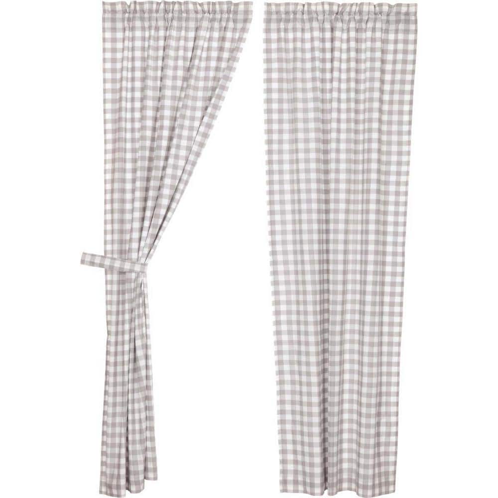 Annie Buffalo Check Gray White 40 in. W x 84 in. L Cotton Light Filtering Rod Pocket Farmhouse Window Curtain Pair price history on PriceWatchPro