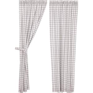 Annie Buffalo Check Gray White 40 in. W x 84 in. L Cotton Light Filtering Rod Pocket Farmhouse Window Curtain Pair