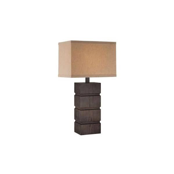 Illumine Designer 27.75 in. Dark Walnut Incandescent Table Lamp