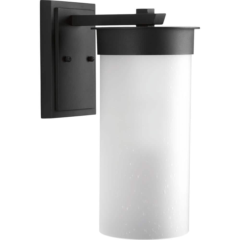 Hawthorne Collection 1-Light Textured Black Etched Seeded Glass Craftsman Outdoor Large Wall Lantern Light price history on PriceWatchPro