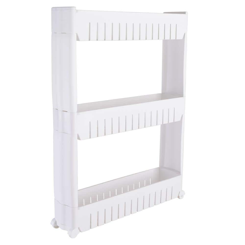SIMPLIFY 3 Tier Slim Slide Out Storage Cart in White