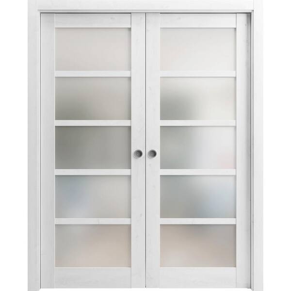 Sartodoors 48 in. x 96 in. 2 Panel Nordic White Finished Solid MDF Sliding Door with Hardware