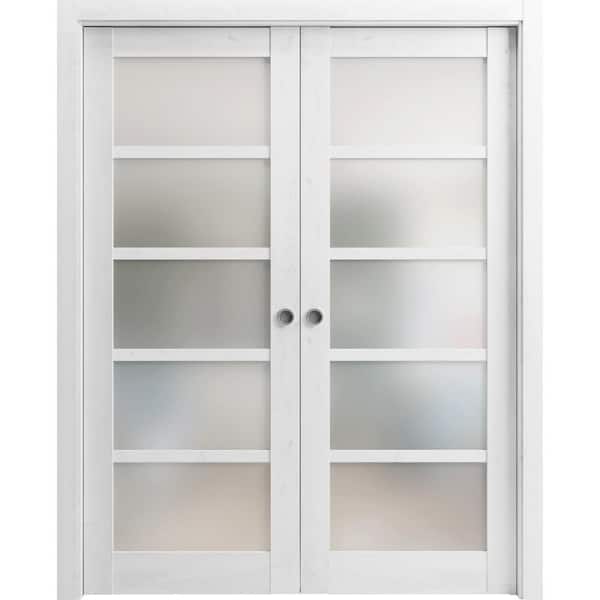 Sartodoors 60 in. x 96 in. 2 Panel Nordic White Finished Solid MDF Sliding Door with Hardware