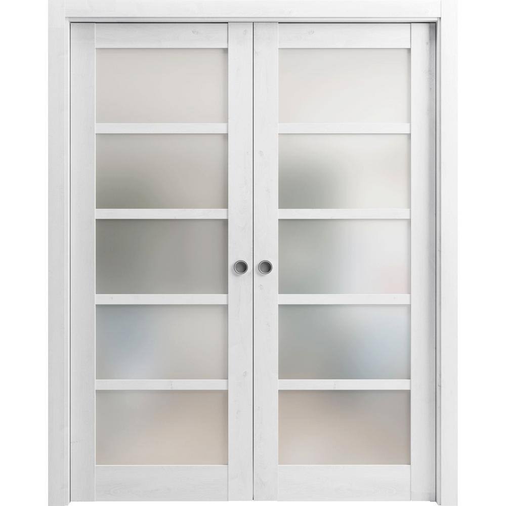 Assemble Required 64 in. x 80 in. 2-Panel Nordic White Finished Solid MDF Sliding Door with Hardware price history on PriceWatchPro