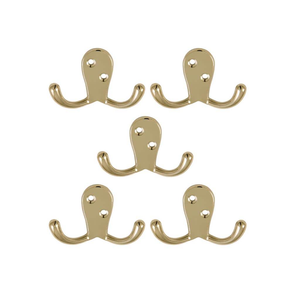Double Robe Hook in Polished Brass (5-Pack) price history on PriceWatchPro
