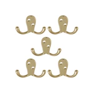 Double Robe Hook in Polished Brass (5-Pack)