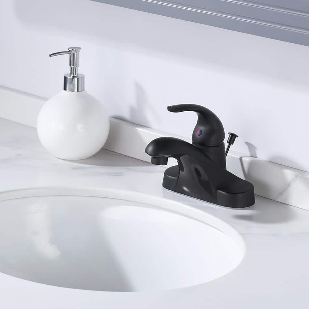 Matte Black Single-Handle Low Arc Bathroom Faucet