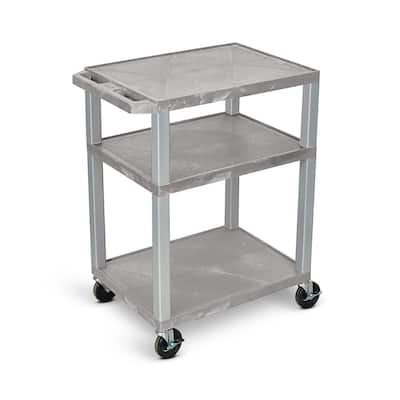 Gray 3-Shelf Plastic Janitor Multi-Purpose Cart