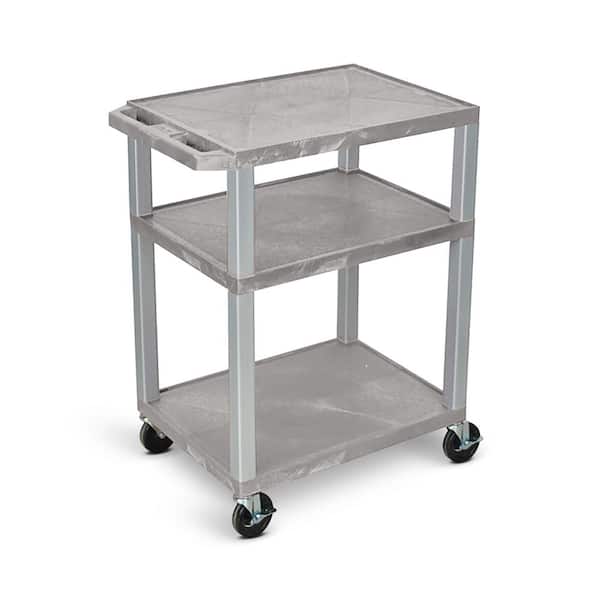 Luxor Gray 3-Shelf Plastic Janitor Multi-Purpose Cart