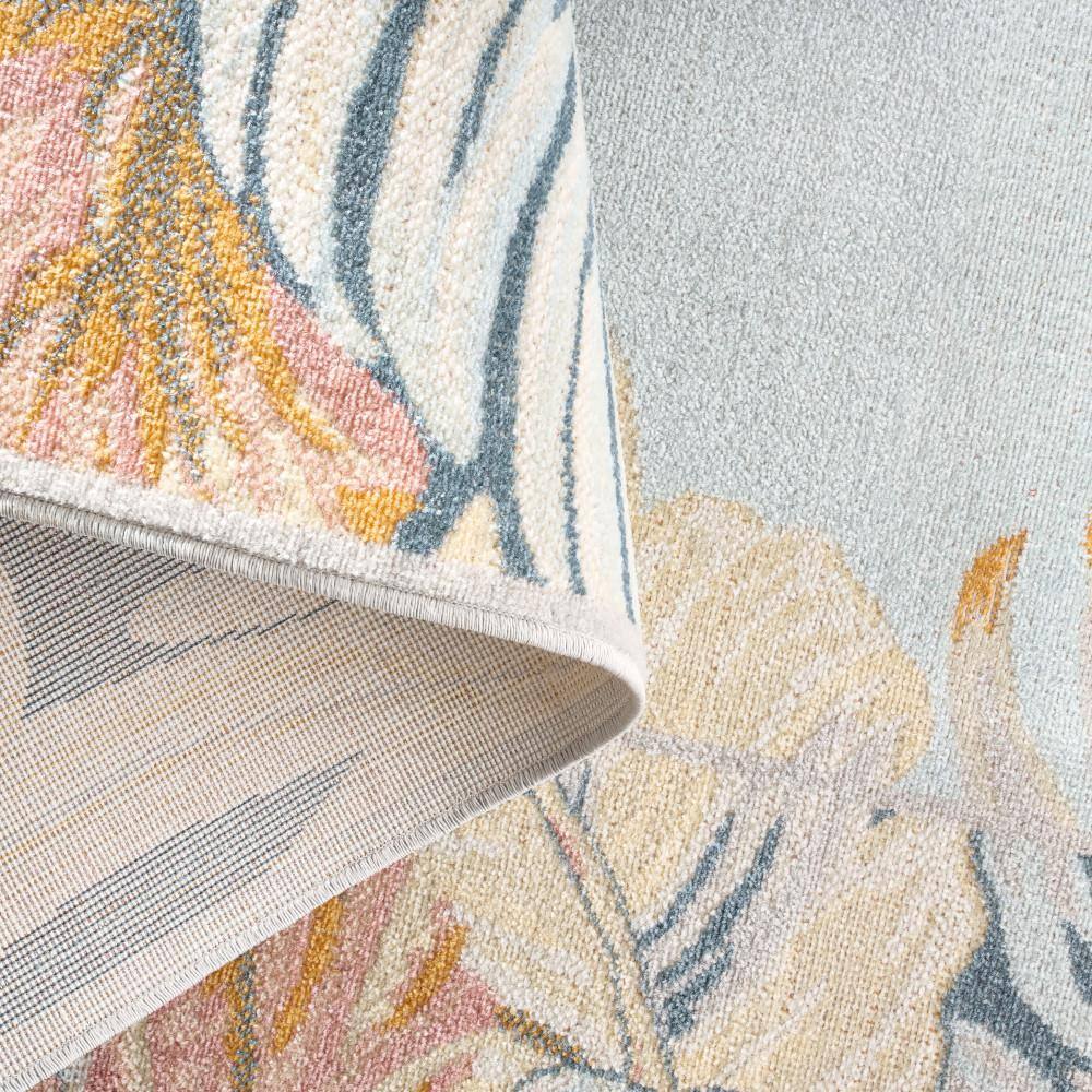 Bimini Blooming Border Blue/Grey/Coral 6'6" x 9'2" Synthetic Rectangular Area Rug