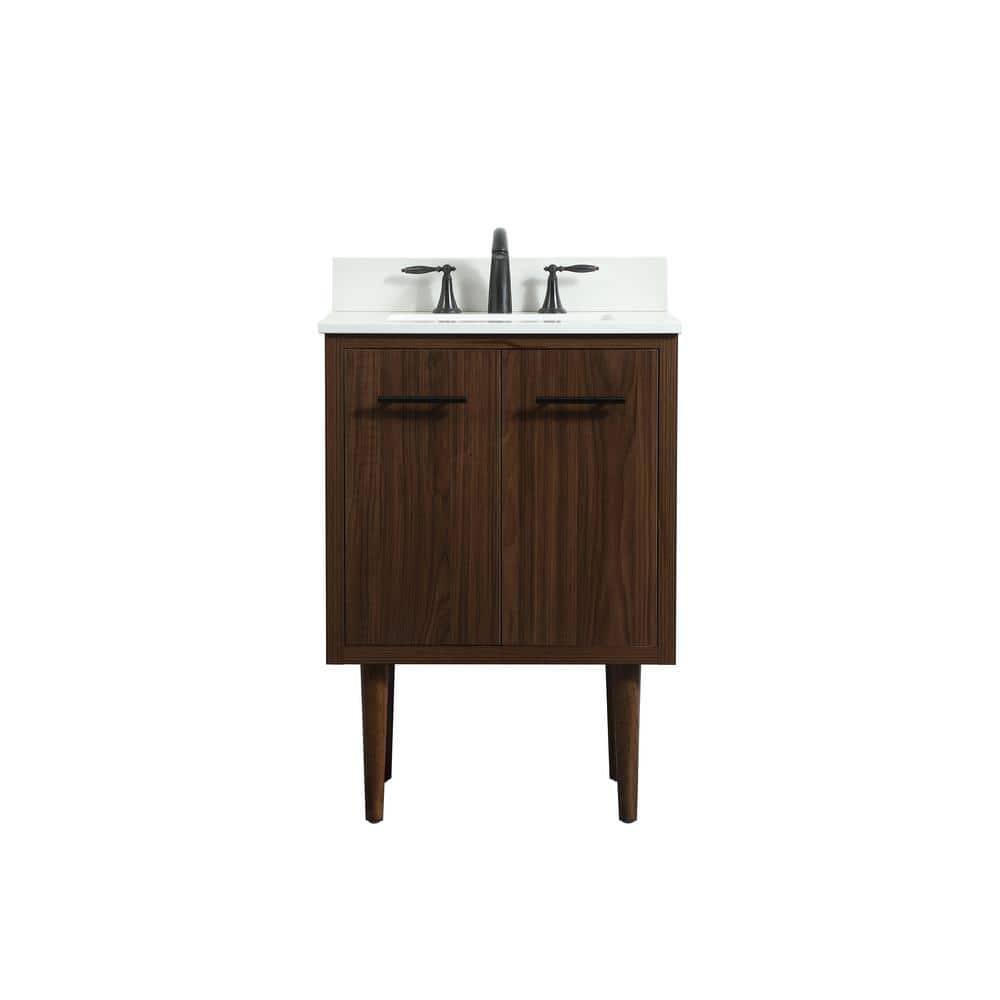 Simply Living 24 in. W x 19 in. D x 33.5 in. H Bath Vanity in Walnut with I