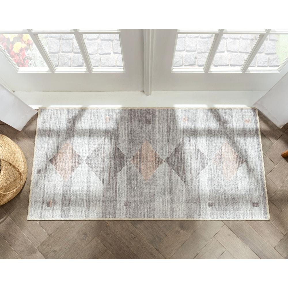 Gray Chenille Flat-Weave Reversible Area Rug 2' x 3'11"