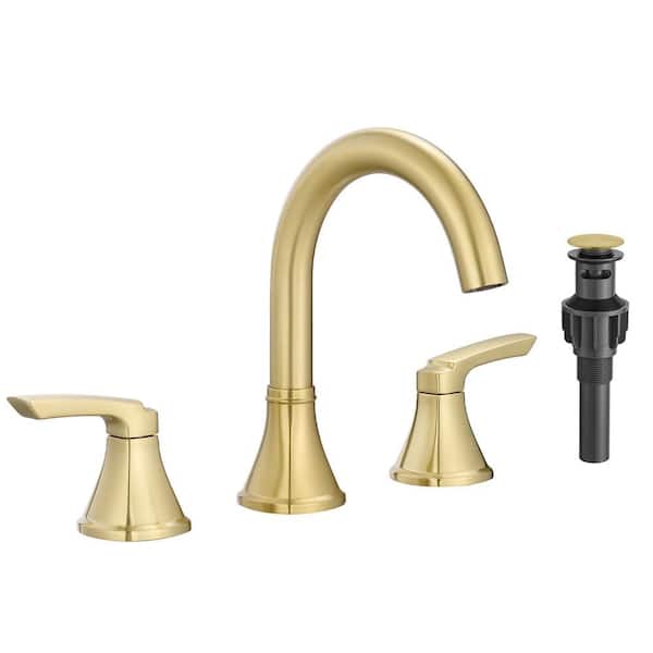 8 in. Widespread Deck-Mounted Double Lever Handle Bathroom Sink