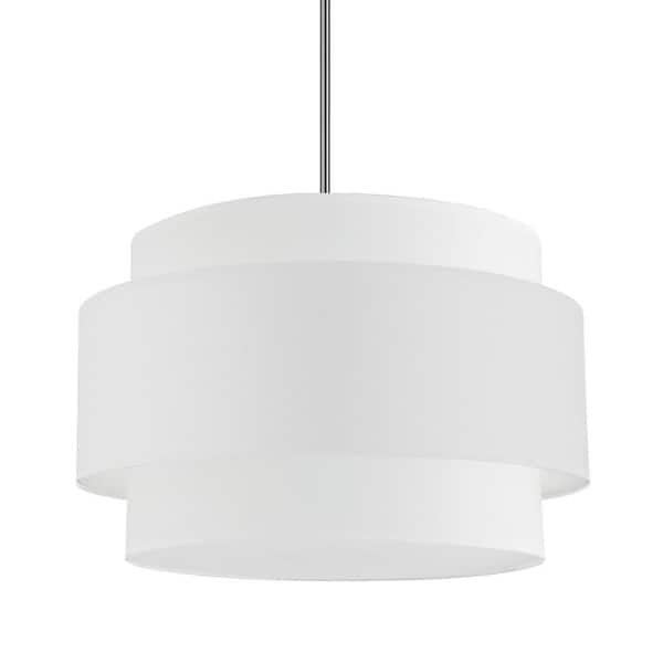 Dainolite Priya 4 Light Polished Chrome Shaded Pendant Light with White Fabric Shade