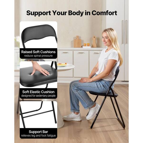 SKYSHALO 6-Pack Folding Chairs, Stackable Leather Chairs with