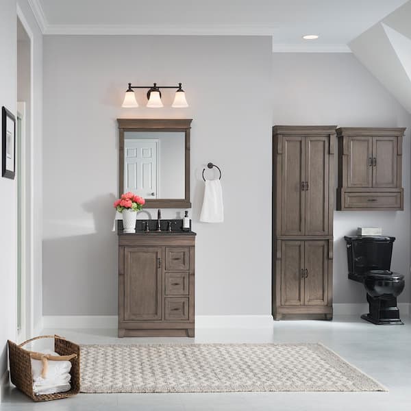 Naples 23.5 in. W x 32 in. H Rectangular Wood Framed Wall Bathroom Vanity Mirror in Distressed Grey