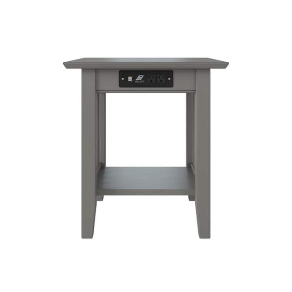 Grey Atlantic Furniture Mission End Table with Charging Station