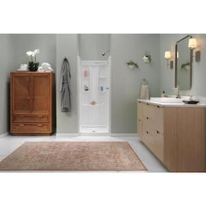 Classic 500 32 in. L x 32 in. W x 72 in. H Alcove Shower Kit with Shower Wall and Shower Pan in High Gloss White